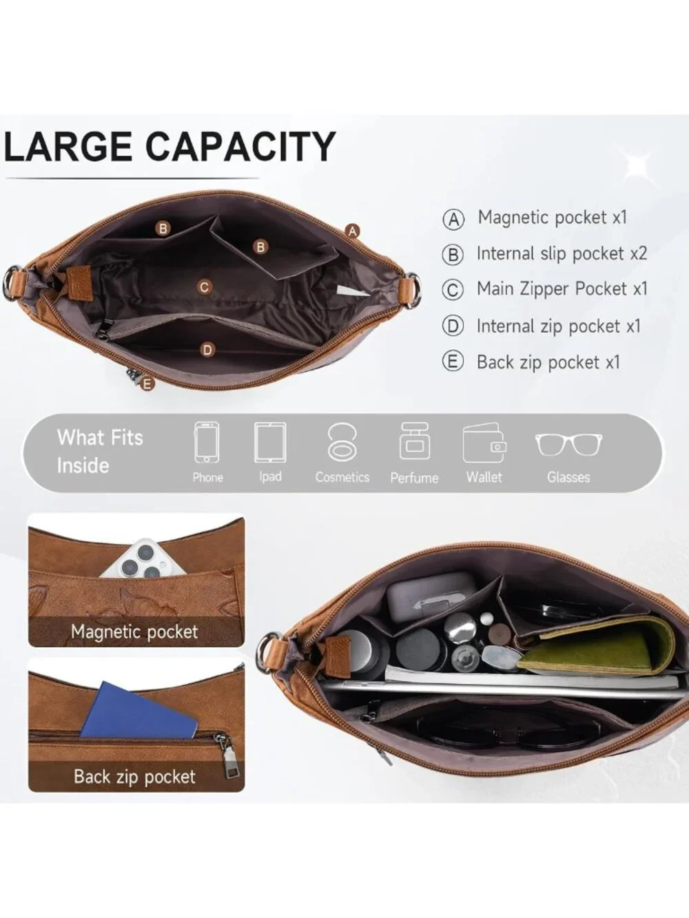 Trendy Vegan Leather Butterfly Crossbody Bag for Women - Medium Hobo Purse